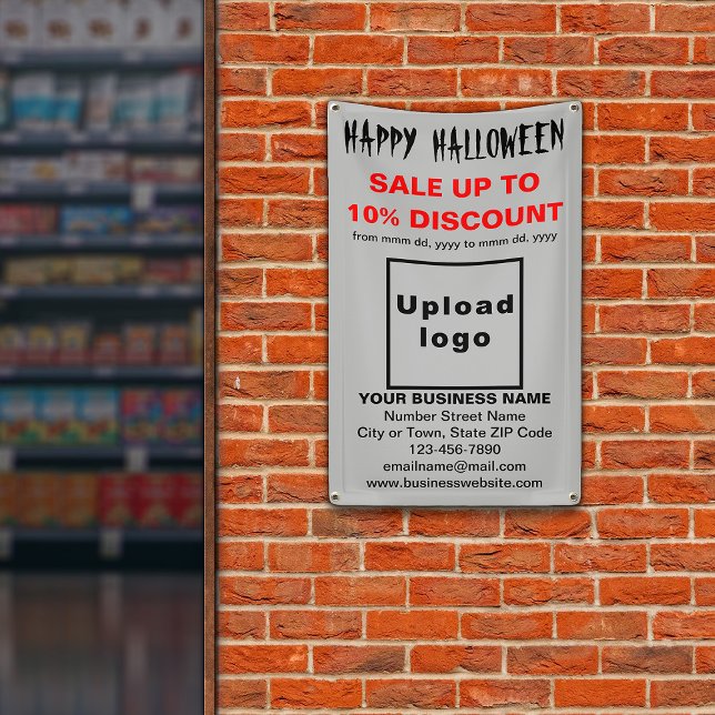 Venta de negocios de Halloween en pancarta gris (Attract more customers this holiday. Business Halloween sale on gray banner.)