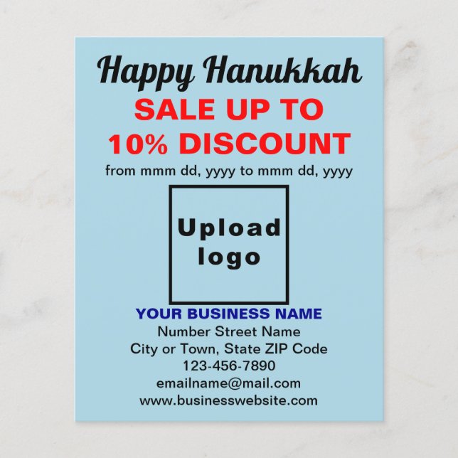 Venta de negocios de Hanukkah en Flyer azul claro (Frente)