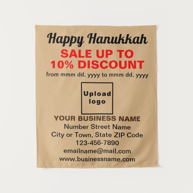 Venta de negocios de Hanukkah en tapiz marrón clar (Anverso)