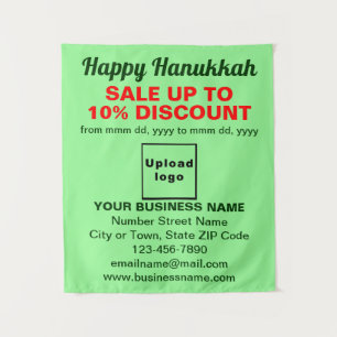 Venta de negocios de Hanukkah en tapiz verde claro