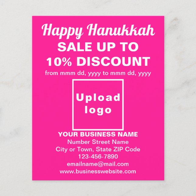 Venta de negocios de Hanukkah en volante rosa (Frente)