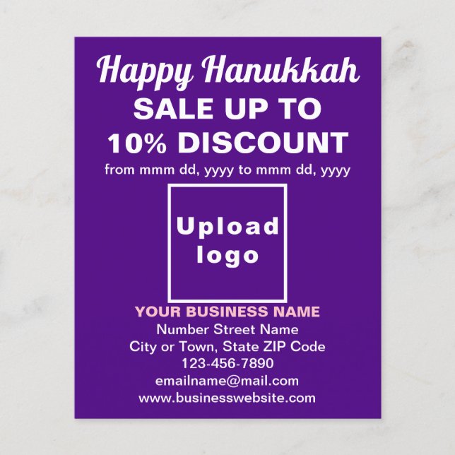 Venta de negocios Hanukkah en volante morado (Frente)