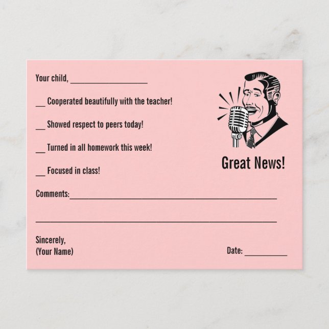 VENTA - PERSONALIZADO Nota para el profesor - Rosa (Anverso)