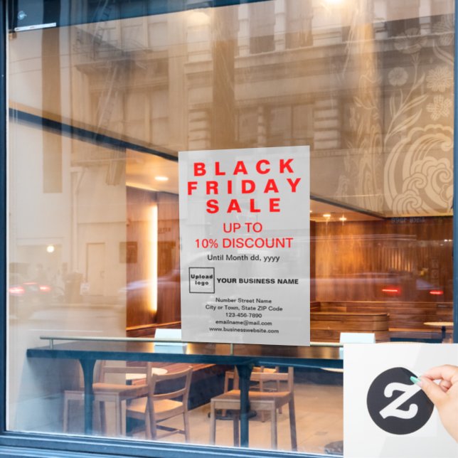 Venta Viernes Negro Negocios Calcomanía Gris para  (Ventana de cafetería)