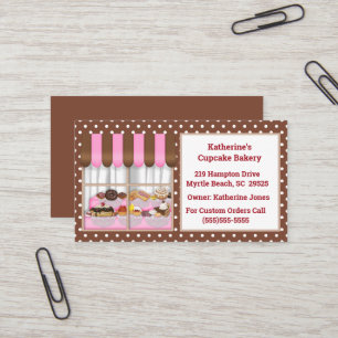 Ventana de panadería con postres tarjetas de visit