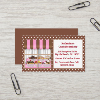 Ventana de panadería con postres tarjetas de visit