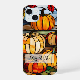 Ventana de Vidrio Emplomado con Calabazas