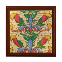 Ventana de vidrio manchado Caja de Keepsake de joy