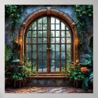 Ventana falsa Arte de pared de campo rústico