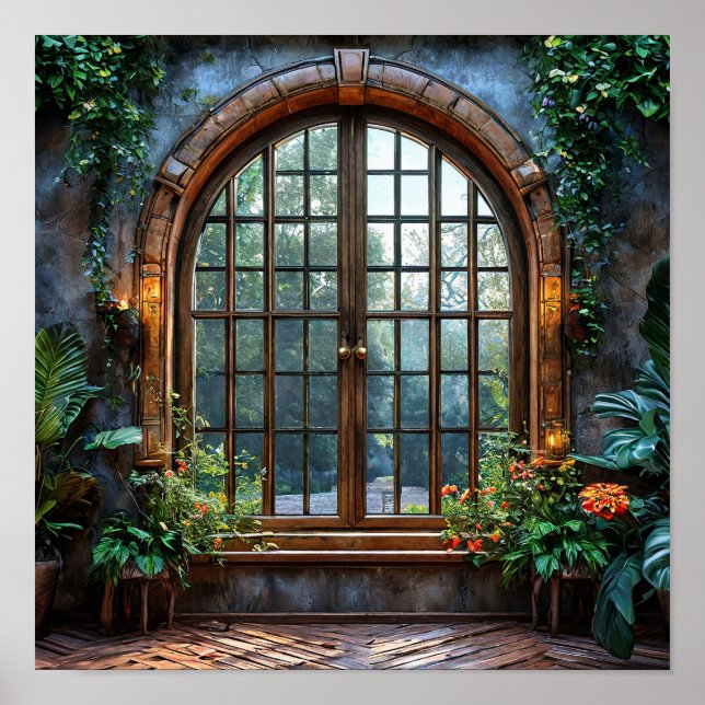 Ventana falsa Arte de pared de campo rústico (Frente)