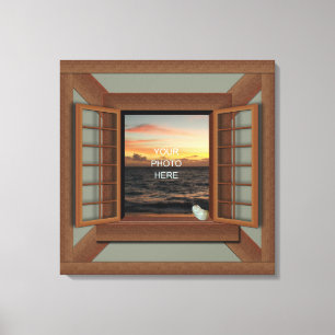 Ventana falsa con fondo de arte de pared de Person