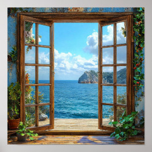 Ventana Falsa Vista al Océano Ventana Decoración d