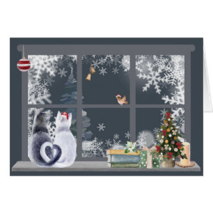 Ventana Gatos en Navidades