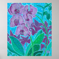 Ventana Jardín Orquídea Flores Pintura de Arte Flo