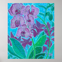 Ventana Jardín Orquídea Flores Pintura de Arte Flo