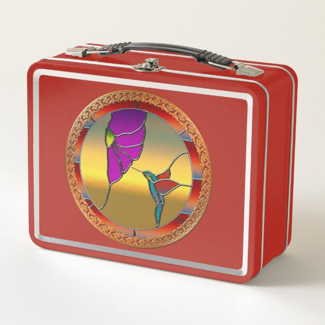 Ventanilla de vidrio manchado Hummingbird turquesa (Anverso)