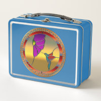 Ventanilla de vidrio manchado Hummingbird turquesa