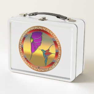 Ventanilla de vidrio manchado Hummingbird turquesa