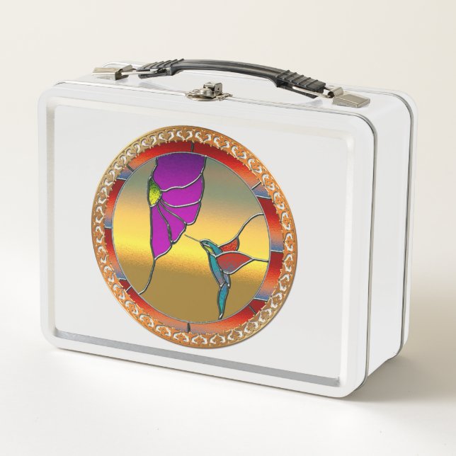 Ventanilla de vidrio manchado Hummingbird turquesa (Anverso)