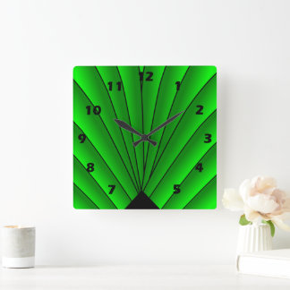 Ventilador Art Deco Diseño Reloj de pared de Green