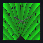 Ventilador Art Deco Diseño Reloj de pared de Green<br><div class="desc">Diseño deco de arte de reloj de pared que puedes personalizar con cualquier texto que elijas. Si necesita ayuda para personalizar,  póngase en contacto con nosotros a través del enlace de esta página. Reloj Art Déco en la pared.</div>