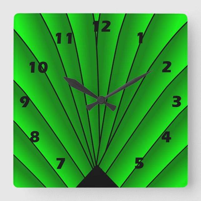 Ventilador Art Deco Diseño Reloj de pared de Green (Anverso)