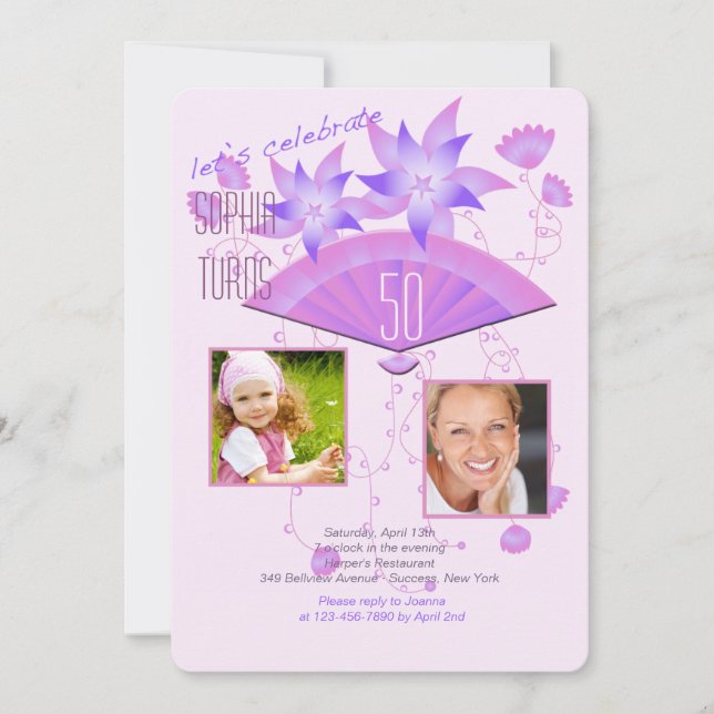 Ventilador Dos invitaciones a fiesta de cumpleaños (Anverso)