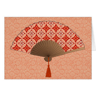 Ventilador japonés, Shippo Motif, Naranja mandarín