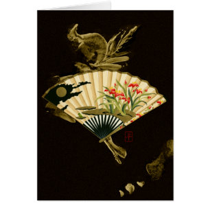 Ventilador oriental con un diseño floral