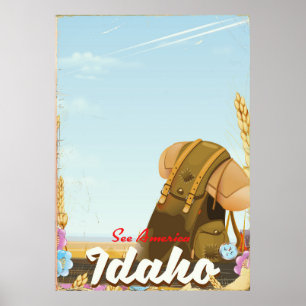 Ver América - Póster de viaje de mochilero en Idah