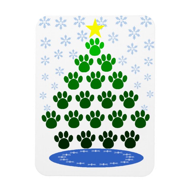 Ver aquí imán premium "Paw imprime árbol de Navida (Vertical)