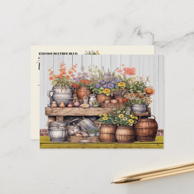 Ver Atrás - Postales de jardinería floral rústica (Anverso/Reverso In Situ)