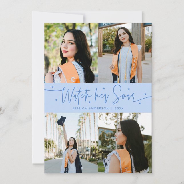 Ver cómo se eleva Multi Foto Tarjeta de Graduación (Anverso)