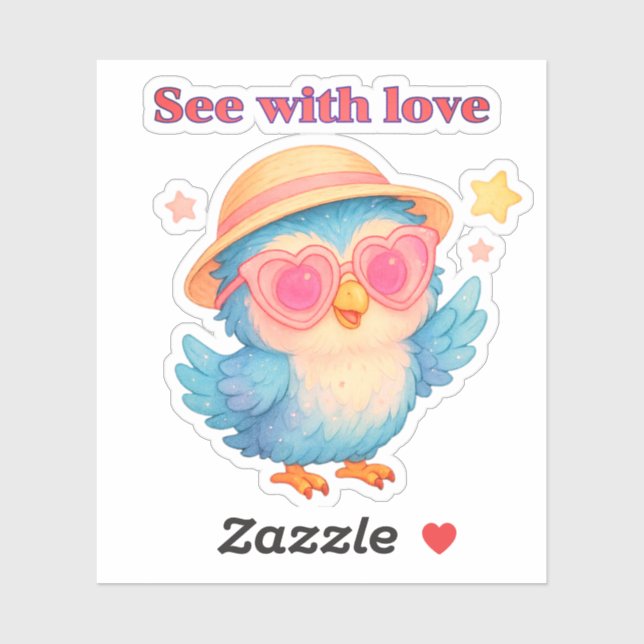 Ver con amor - Pegatina de Afirmación de Lechuza C (Hoja)