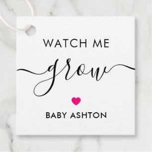 Ver Crecer, plantar etiqueta de Baby Shower, rosa 