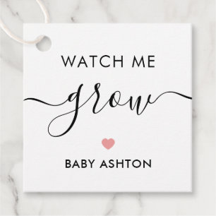 Ver Crecer, plantar etiqueta de Baby Shower, rosa