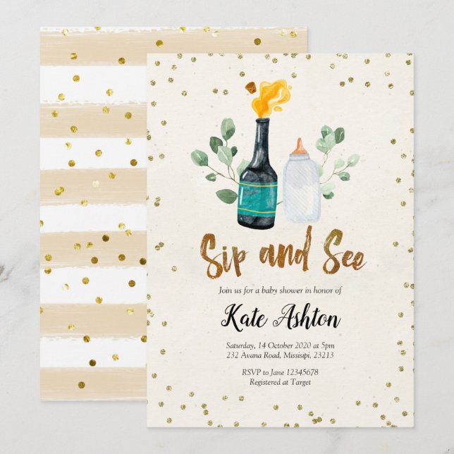 Ver Invitación a Baby Shower neutral en cuanto a g (Anverso / Reverso)