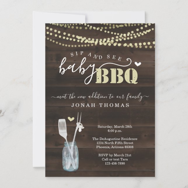 Ver la invitación para barbacoa del bebé - Baby Q  (Anverso)