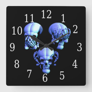 Ver No, Oír No, No Hablar No Mal Calavera Reloj Cu