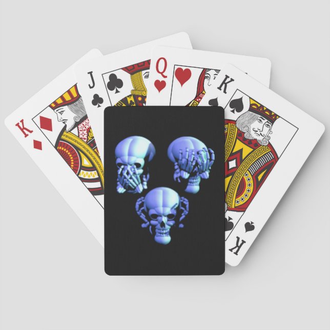 Ver Oír No Hablar Malos Cajones Jugando Cartas (Reverso)