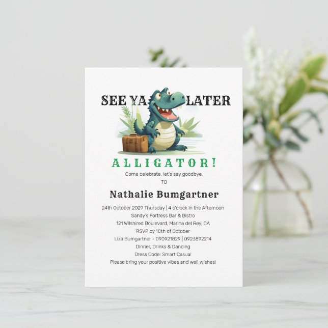 Ver Ya Más Tarde Alligator Ausente Invitación (Anverso de pie)