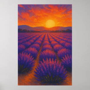 Verano 3, atardecer sobre lavanda, impresión estac
