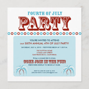 Verano 4 de julio Invitación a Fiesta/Cookout