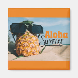 Verano Aloha - imán cuadrado
