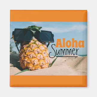 Verano Aloha - imán cuadrado