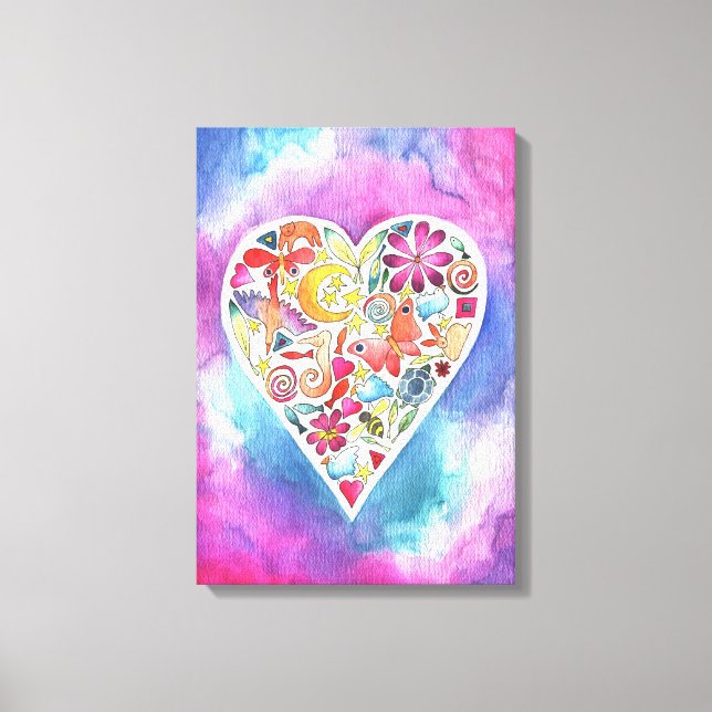 Verano Amor Watercolor pintura en lienzo (Anverso)