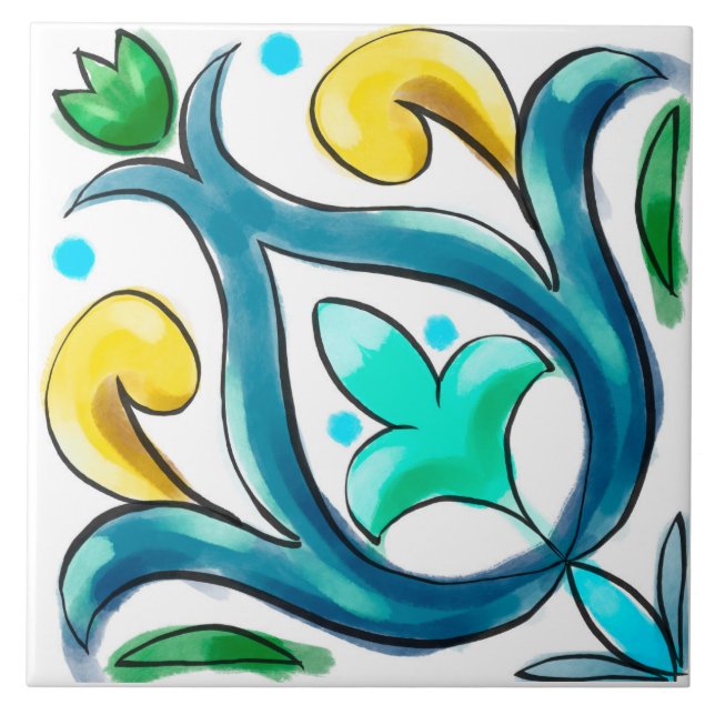Verano, azulejos sicilianos, majólica, (Frente)