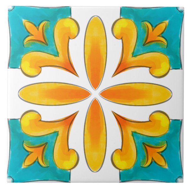 Verano, baldosas sicilianas, mayólica, cerámica (Frente)