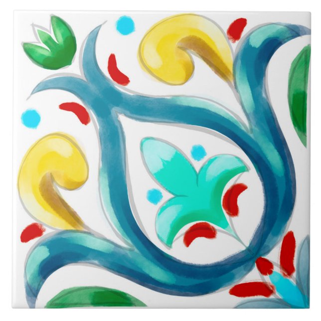 Verano, baldosas sicilianas, mayólica, cerámica (Frente)