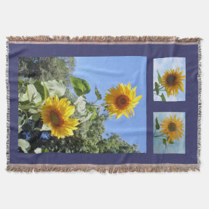 Verano de la manta tejida con girasoles